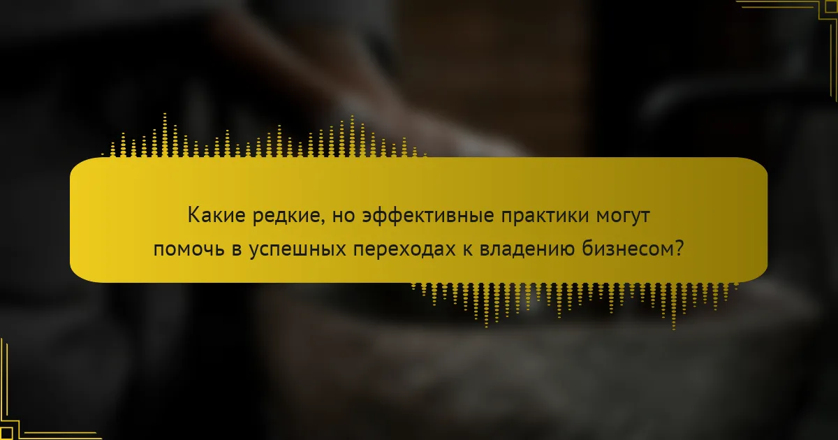 Какие редкие, но эффективные практики могут помочь в успешных переходах к владению бизнесом?