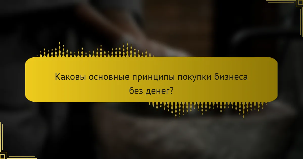 Каковы основные принципы покупки бизнеса без денег?