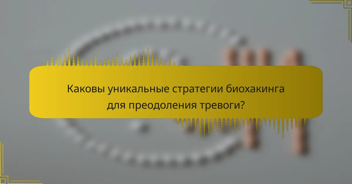 Каковы уникальные стратегии биохакинга для преодоления тревоги?